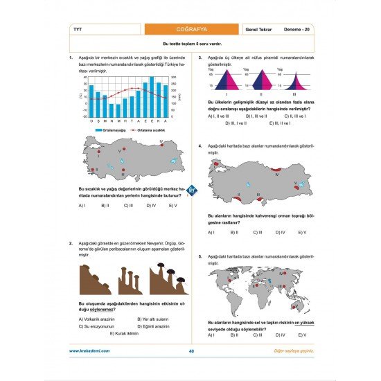 Coğrafyanın Kodları TYT Coğrafya Çözümlü 50 Deneme KR Akademi Yayınları