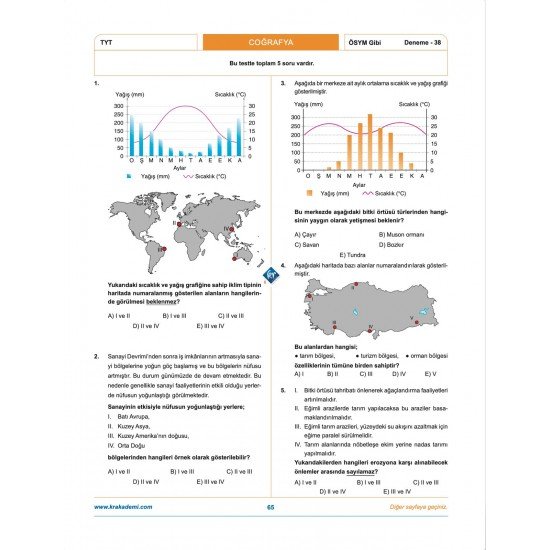 Coğrafyanın Kodları TYT Coğrafya Çözümlü 50 Deneme KR Akademi Yayınları