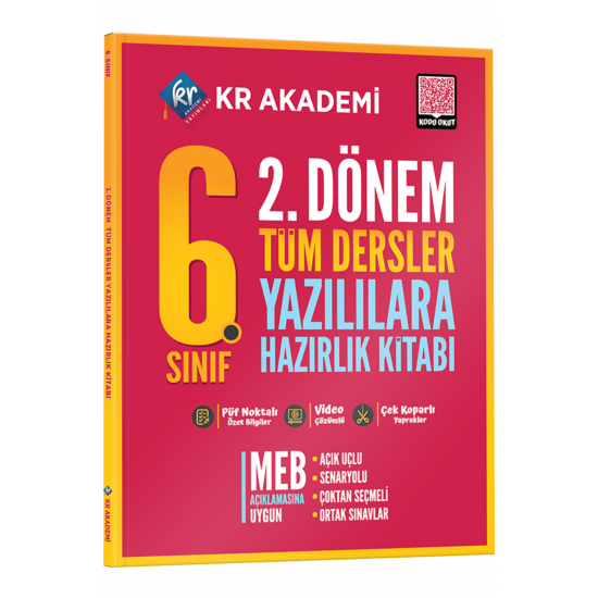 6. Sınıf 2. Dönem Tüm Dersler Yazılılara Hazırlık Kitabı KR Akademi Yayınları