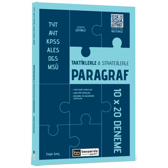 TYT AYT KPSS ALES DGS MSÜ Taktiklerle ve Stratejilerle Paragraf 10 x 20 Deneme Benzersiz Akademi Yayınları