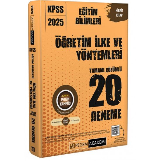 Pegem Akademi 2025 KPSS Eğitim Bilimleri Öğretim İlke ve Yöntemleri Tamamı Çözümlü 20 Deneme