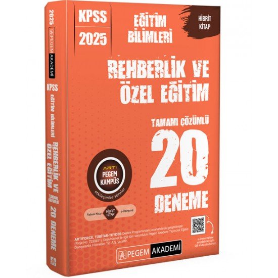 Pegem Akademi 2025 KPSS Eğitim Bilimleri Rehberlik ve Özel Eğitim Tamamı Çözümlü 20 Deneme