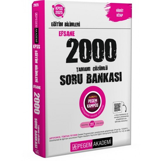 Pegem Akademi 2025 KPSS Eğitim Bilimleri Çözümlü Efsane 2000 Soru Bankası