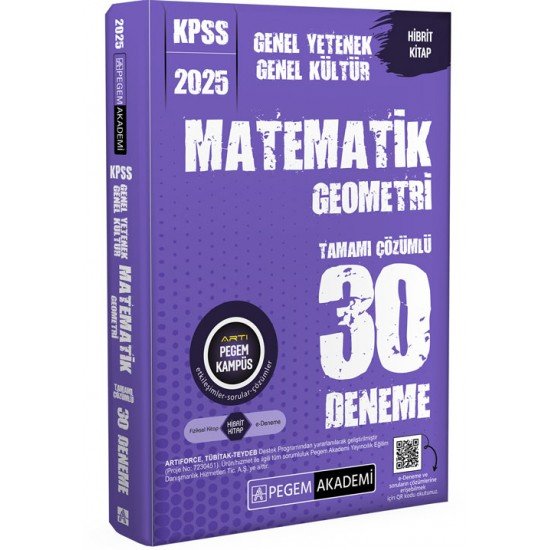 Pegem Akademi 2025 KPSS Genel Yetenek Genel Kültür Matematik-Geometri Tamamı Çözümlü 30 Deneme