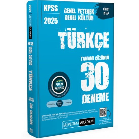 Pegem Akademi 2025 KPSS Genel Yetenek Genel Kültür Türkçe Tamamı Çözümlü 30 Deneme