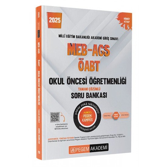 Pegem Akademi 2025 MEB-AGS-ÖABT Okul Öncesi Öğretmenliği Tamamı Çözümlü Soru Bankası