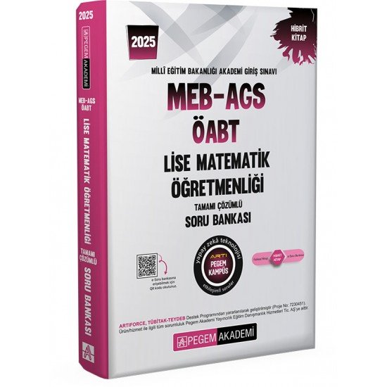 Pegem Akademi 2025 MEB-AGS-ÖABT Lise Matematik Öğretmenliği Tamamı Çözümlü Soru Bankası