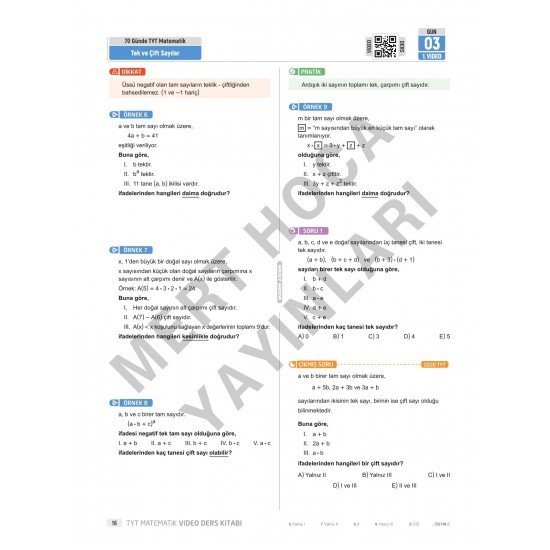 2025 70 Günde TYT Matematik Kampı Video Ders Kitabı Mert Hoca