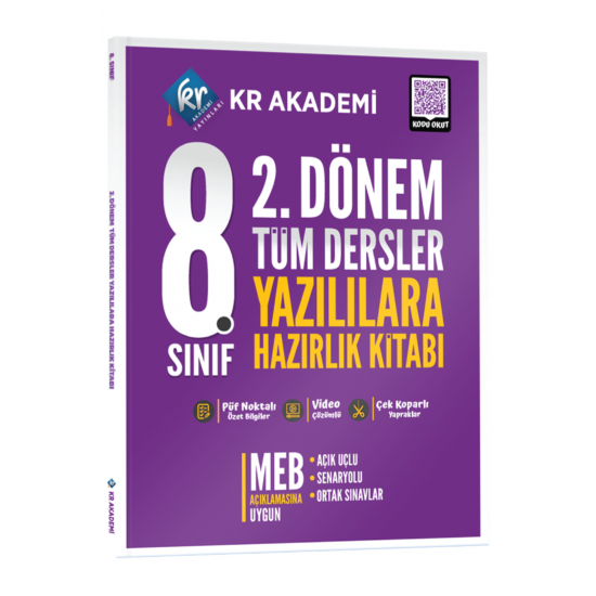 8. Sınıf 2. Dönem Tüm Dersler Yazılılara Hazırlık Kitabı KR Akademi Yayınları