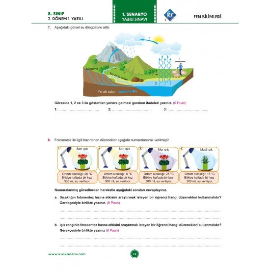 8. Sınıf 2. Dönem Tüm Dersler Yazılılara Hazırlık Kitabı KR Akademi Yayınları