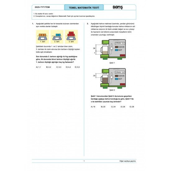 Barış Yayınları TYT Matematik Denemesi 8 Adet