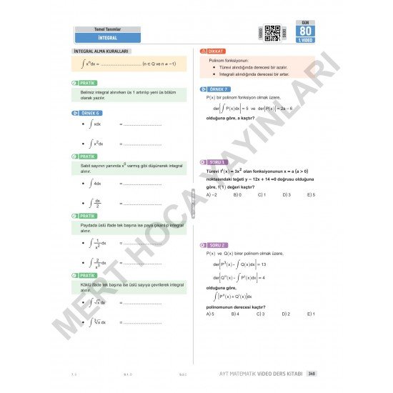 2025 90 Günde AYT Matematik Kampı Video Ders Kitabı Mert Hoca