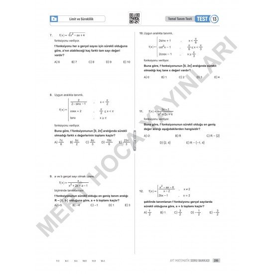 2025 90 Günde AYT Matematik Soru Bankası Mert Hoca