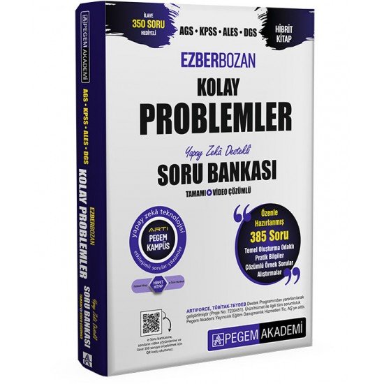 Pegem Akademi AGS-KPSS-ALES-DGS Ezberbozan Kolay Problemler Tamamı Çözümlü Soru Bankası