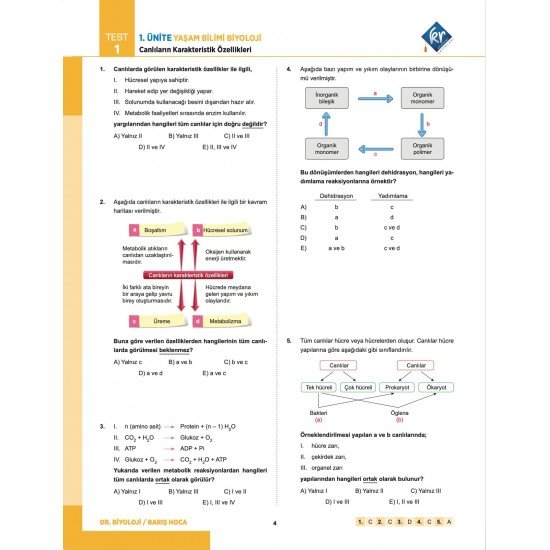 Barış Hoca TYT Dr. Biyoloji Soru Bankası