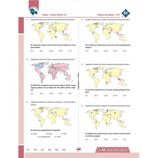 Coğrafyanın Kodları Dünya Haritaları Çalışma Defteri ve Soru Bankası (Tüm Sınavlar İçin)