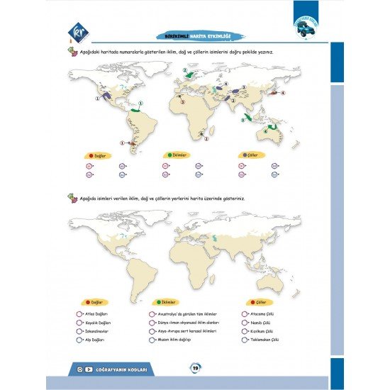 Coğrafyanın Kodları Dünya Haritaları Çalışma Defteri ve Soru Bankası (Tüm Sınavlar İçin)