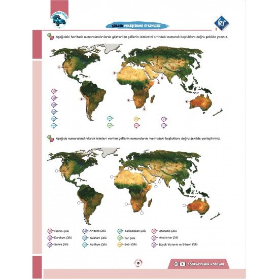Coğrafyanın Kodları Dünya Haritaları Çalışma Defteri ve Soru Bankası (Tüm Sınavlar İçin)