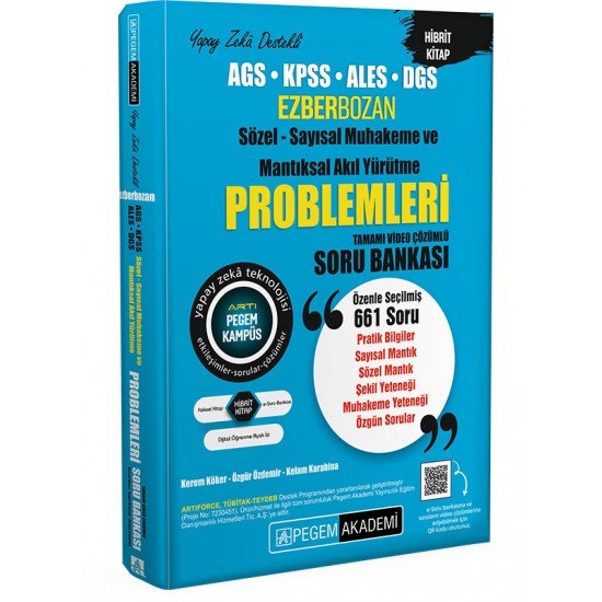 Pegem Akademi Ezberbozan AGS KPSS ALES DGS Sözel-Sayısal Mantık ve Muhakeme Problemleri Soru Bankası