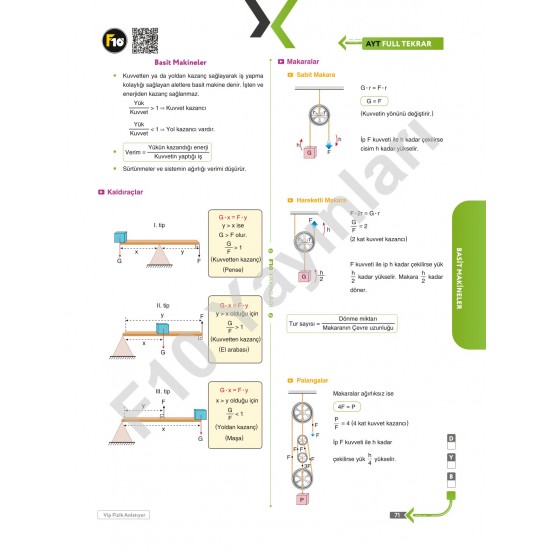 VİP Fizik AYT Fizik Full Tekrar Video Ders Kitabı F10 Yayınları