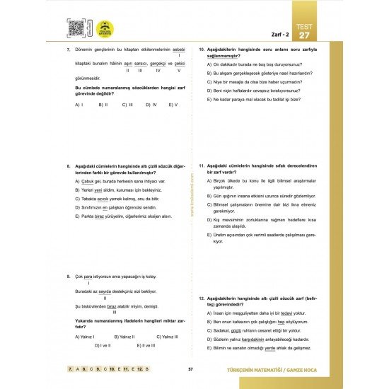 Gamze Hoca Türkçenin Matematiği Tüm Sınavlar İçin Dil Bilgisi Soru Bankası