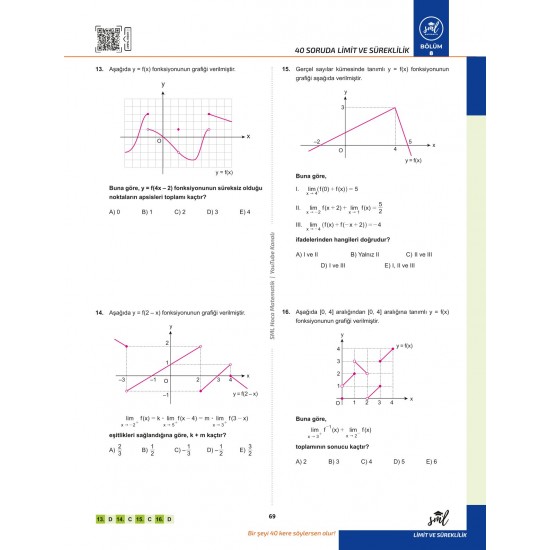 SML Hoca AYT Matematik 40 Soru Serisi Video Soru Kitabı