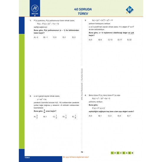 SML Hoca AYT Matematik 40 Soru Serisi Video Soru Kitabı