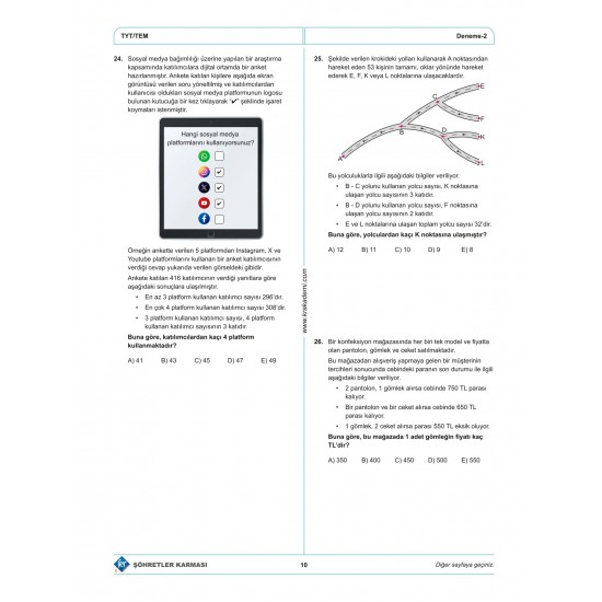 TYT Şöhretler Karması Matematik 10 Deneme KR Akademi Yayınları