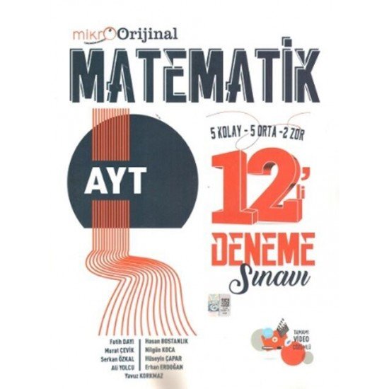 Orijinal Yayınları Mikro AYT Matematik 12 li Deneme Sınavı