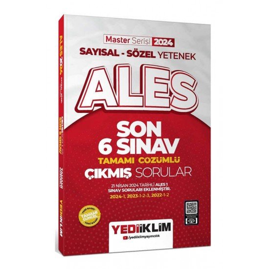 Yediiklim Yayınları 2024 ALES Sayısal-Sözel Yetenek Son 6 Sınav Tamamı Çözümlü Çıkmış Sorular