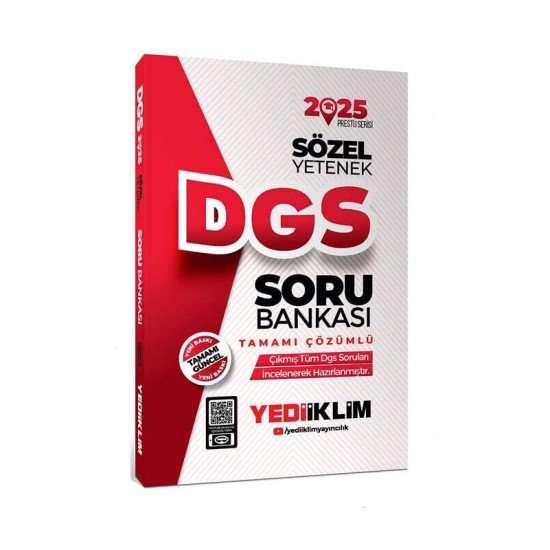 Yediiklim Yayınları 2025 DGS Sözel Yetenek Tamamı Çözümlü Soru Bankası