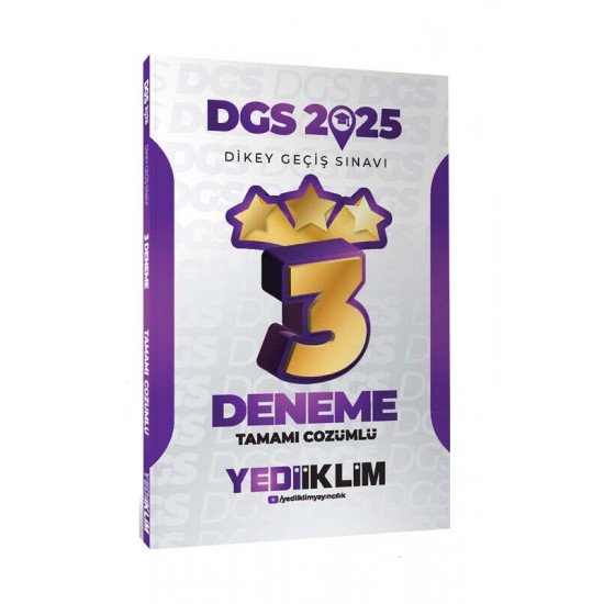 Yediiklim Yayınları 2025 DGS Tamamı Çözümlü 3 Yıldız Deneme