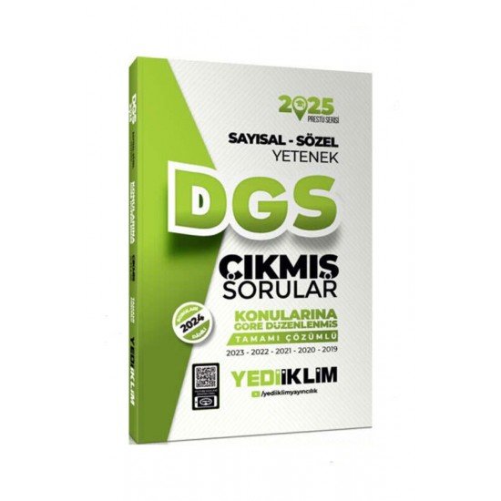 Yediiklim Yayınları 2025 DGS Sayısal-Sözel Yetenek Tamamı Çözümlü Konularına Göre Çıkmış Sorular