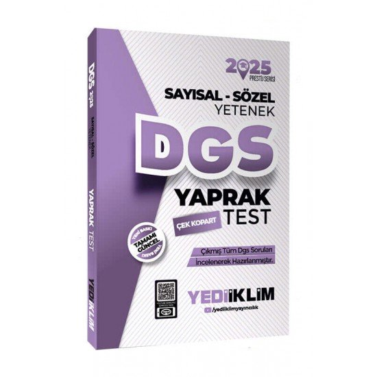 Yediiklim Yayınları 2025 DGS Sayısal-Sözel Yetenek Çek Kopart Yaprak Test 