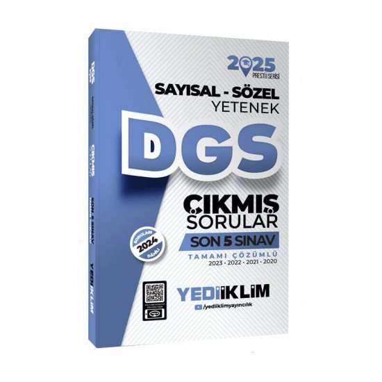 Yediiklim Yayınları 2025 DGS Sayısal-Sözel Yetenek Tamamı Çözümlü Son 5 Sınav Çıkmış Sorular