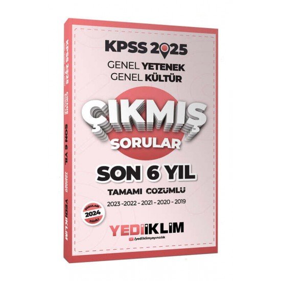 Yediiklim Yayınları 2025 KPSS GK-GY Son 6 Yıl Tamamı Çözümlü Çıkmış Sorular