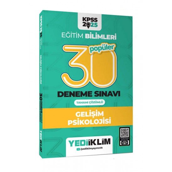 Yediiklim Yayınları 2025 KPSS Eğitim Bilimleri 30 Gelişim Psikolojisi Tamamı Çözümlü Deneme Sınavı