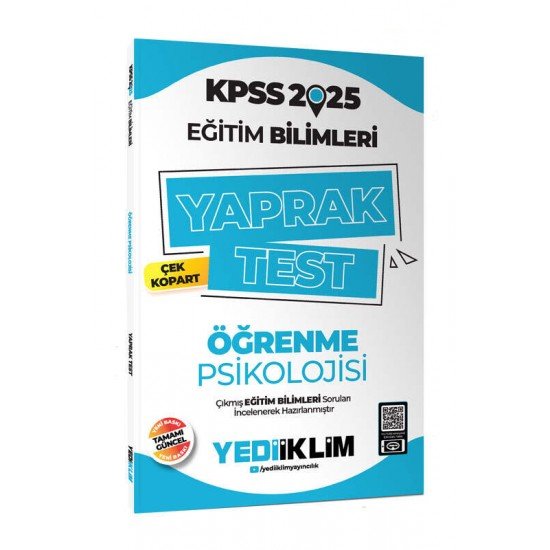 Yediiklim Yayınları 2025 KPSS Eğitim Bilimleri Öğrenme Psikolojisi Çek Kopart Yaprak Test