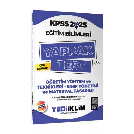 Yediiklim Yayınları 2025 KPSS Eğitim Bilimleri Öğretim Yöntem ve Teknikleri Çek Kopart Yaprak Test