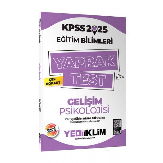 Yediiklim Yayınları 2025 KPSS Eğitim Bilimleri Gelişim Psikolojisi Çek Kopart Yaprak Test