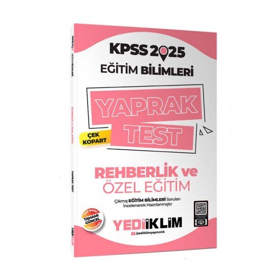 Yediiklim Yayınları 2025 KPSS Eğitim Bilimleri Rehberlik ve Özel Eğitim Çek Kopart Yaprak Test