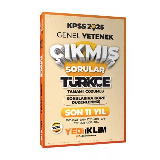 Yediiklim Yayınları 2025 KPSS Genel Yetenek Lisans Türkçe Konularına Göre Tamamı Çözümlü Son 11 Yıl Çıkmış Sorular