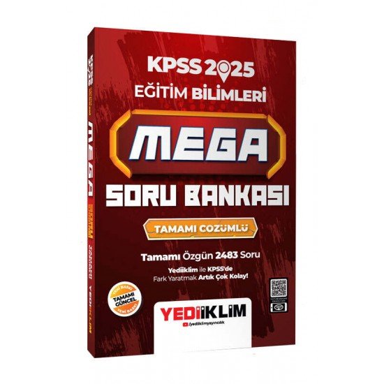 Yediiklim Yayınları 2025 KPSS Eğitim Bilimleri Mega Tamamı Çözümlü Soru Bankası