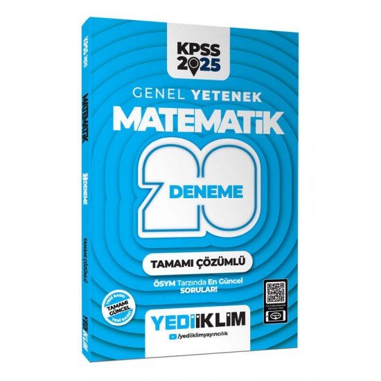 Yediiklim Yayınları 2025 KPSS Genel Yetenek Matematik Tamamı Çözümlü 20 Deneme