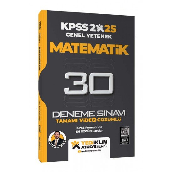 Yediiklim Yayınları 2025 KPSS Genel Yetenek Atölye Serisi Matematik Tamamı Video Çözümlü 30 Deneme Sınavı