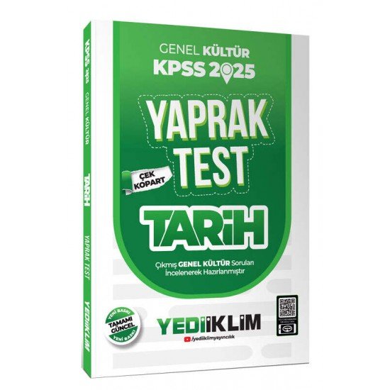 Yediiklim Yayınları 2025 KPSS Genel Kültür Tarih Çek Kopart Yaprak Test