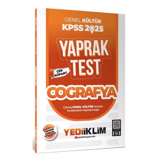 Yediiklim Yayınları 2025 KPSS Genel Kültür Coğrafya Çek Kopart Yaprak Test