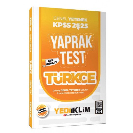 Yediiklim Yayınları 2025 KPSS Genel Yetenek Türkçe Çek Kopart Yaprak Test