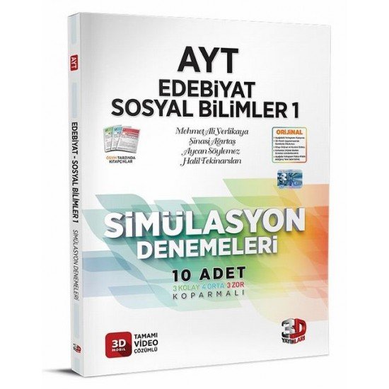 AYT Edebiyat Sosyal Bilimler 1 Simülasyon Denemeleri 3D Yayınları