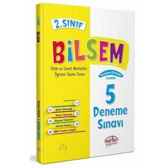 Editör Yayınları 2. Sınıf Bilsem Tamamı Çözümlü 5 Deneme Sınavı